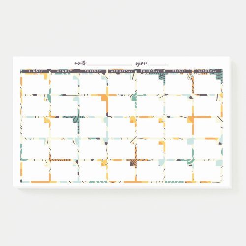 Navy  Gold Floral Post_It Undated Calendar Post_it Notes