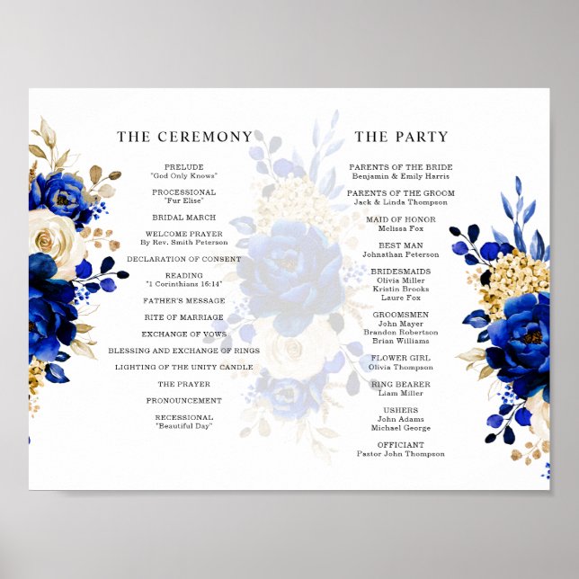 navy gold floral poster (Front)