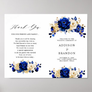 navy gold floral poster