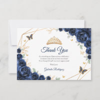 Navy Gold Floral Quinceanera