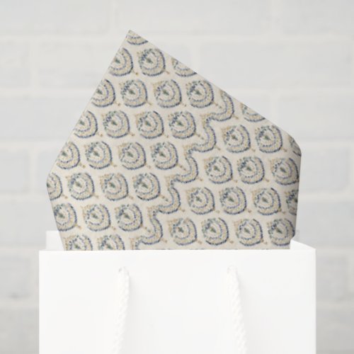 Navy Gold Folk Christmas Tree Ornament Tissue Paper