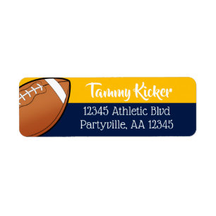 Navy & Gold Football Address Label