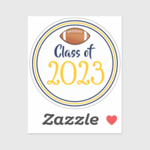 Navy & Gold Football Class Year Graduation Sticker