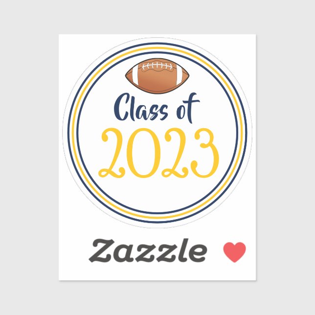 Navy & Gold Football Class Year Graduation Sticker (Sheet)