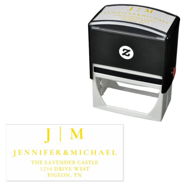Navy Gold Formal Simple Wedding Suite Self-inking Stamp