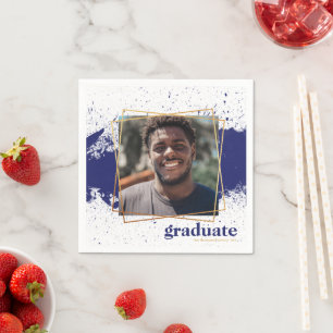 Navy & Gold Funky Splat Graduation Napkins