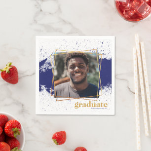 Navy & Gold Funky Splat Graduation Napkins