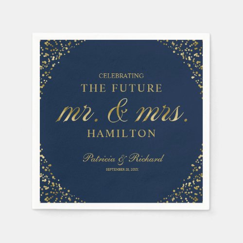 Navy Gold Future Mr And Mrs Engagement Party Napkins