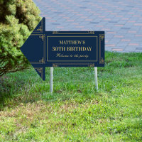 Navy Gold Gatsby Art Deco Welcome Yard Sign