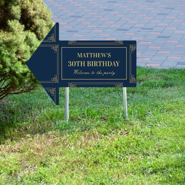 Navy Gold Gatsby Art Deco Welcome Yard Sign (Creator Uploaded)