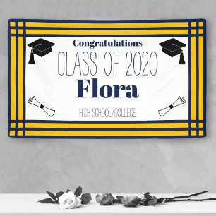 Navy Gold Geometric Graduation Party Banner