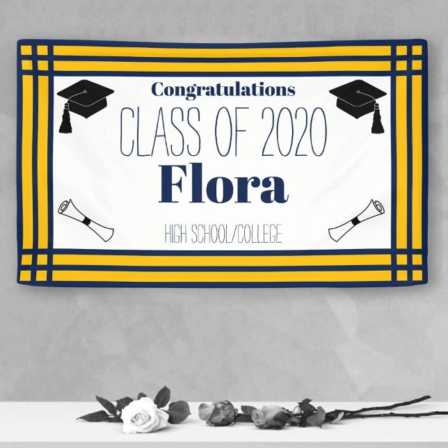 Navy Gold Geometric Graduation Party Banner (Creator Uploaded)