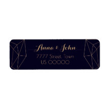 Navy Gold Geometric Heart Return Address