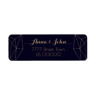 Navy Gold Geometric Heart Return Address Label