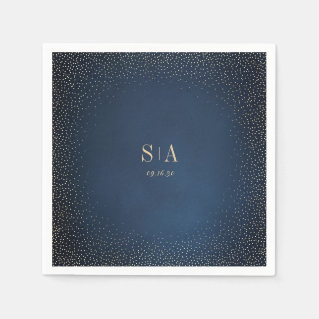 Navy & Gold Glitter Sophisticated monogram Napkins (Front)