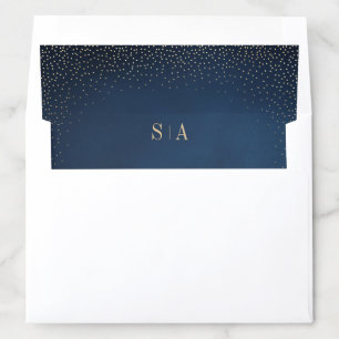 Navy & Gold Glitter Sophisticated Monogram Wedding Envelope Liner