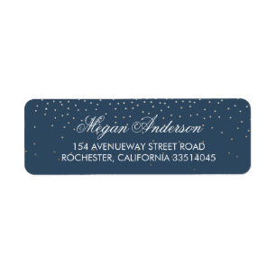 Navy Gold Glitter Wedding Label