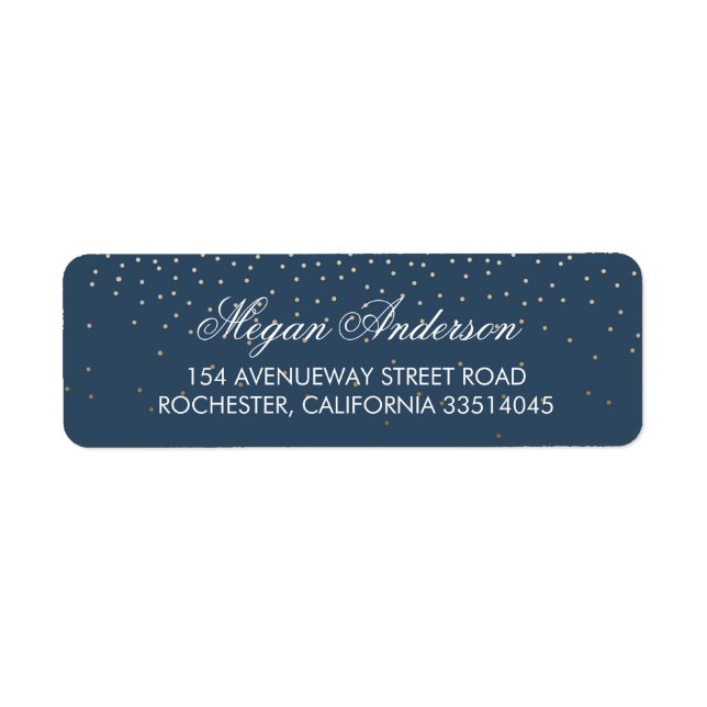 Navy Gold Glitter Wedding Label (Front)