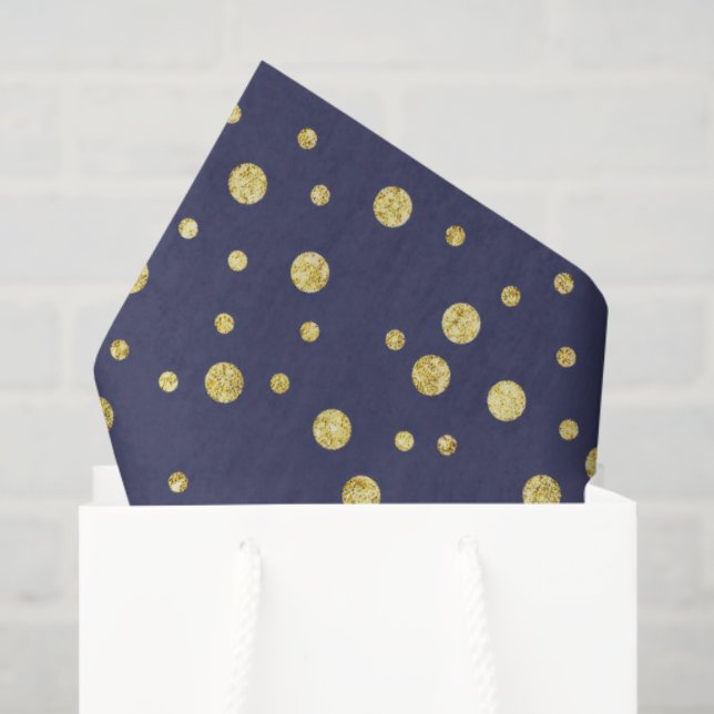 Navy Gold Gold Dots Chic Tissue Paper (Gift Bag)