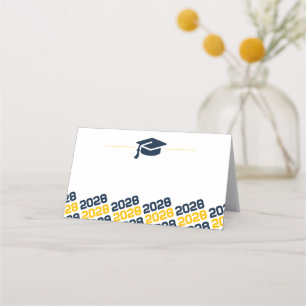 Navy & Gold Graduation Cap Folding Label, Food or Place Card