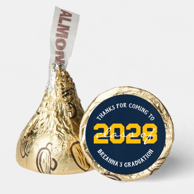 Navy & Gold Graduation Class of ANY YEAR Hershey®'s Kisses® (Front)