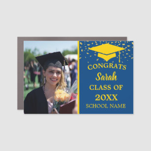 Navy & Gold Graduation custom Photo Class Of 2023 Car Magnet