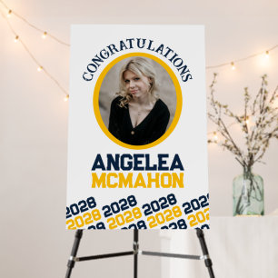 Navy & Gold Graduation Photo Autograph Signature Foam Board
