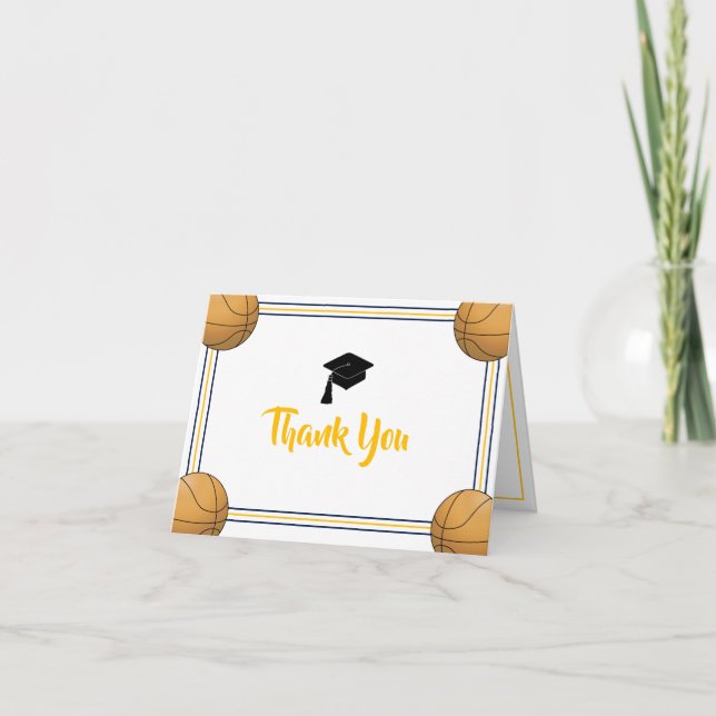 Navy & Gold Graduation Thank You Card (Front)