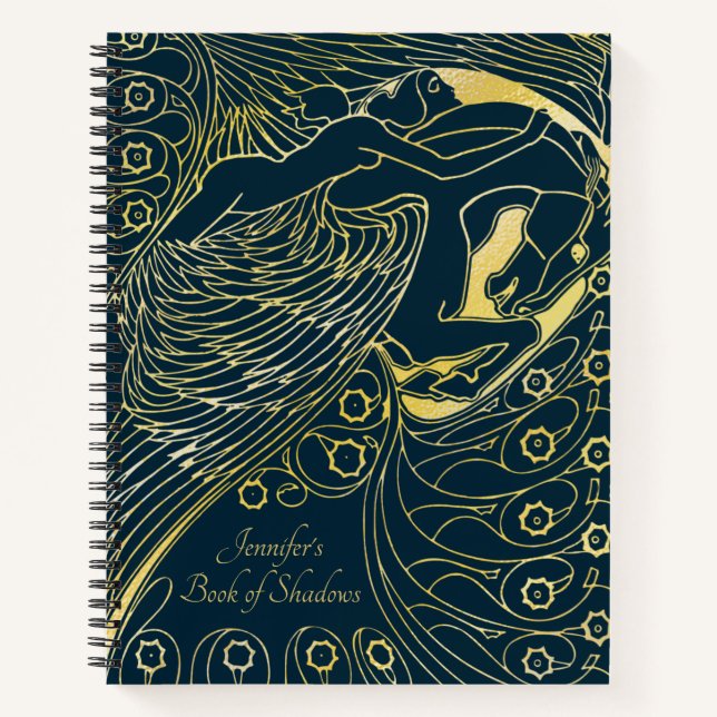 Navy Gold Greek Goddess Psyche Book of Shadows (Front)