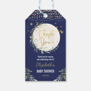 Navy Gold Greenery Moon Twinkle Star Shower Favors Gift Tags