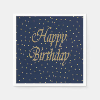 Navy Gold  Happy Birthday Paper Napkins