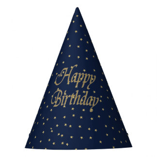 Navy Gold  Happy Birthday Party Hat
