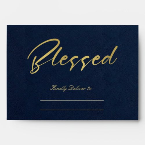NAVY GOLD HOLLY BERRIES CHRISTMAS BLESSED PHOTO ENVELOPE
