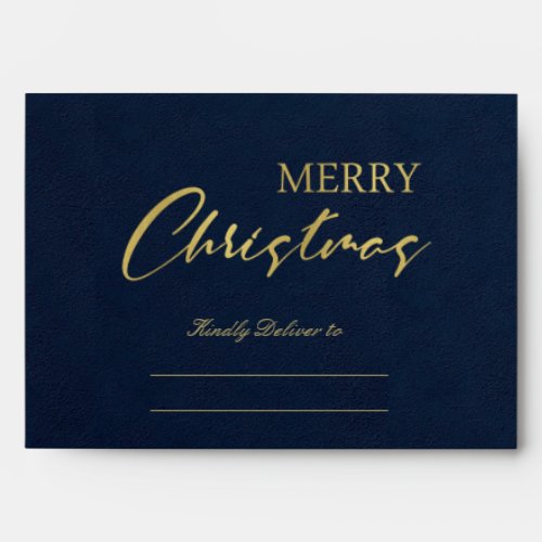 NAVY GOLD HOLLY BERRIES MERRY CHRISTMAS PHOTO ENVELOPE