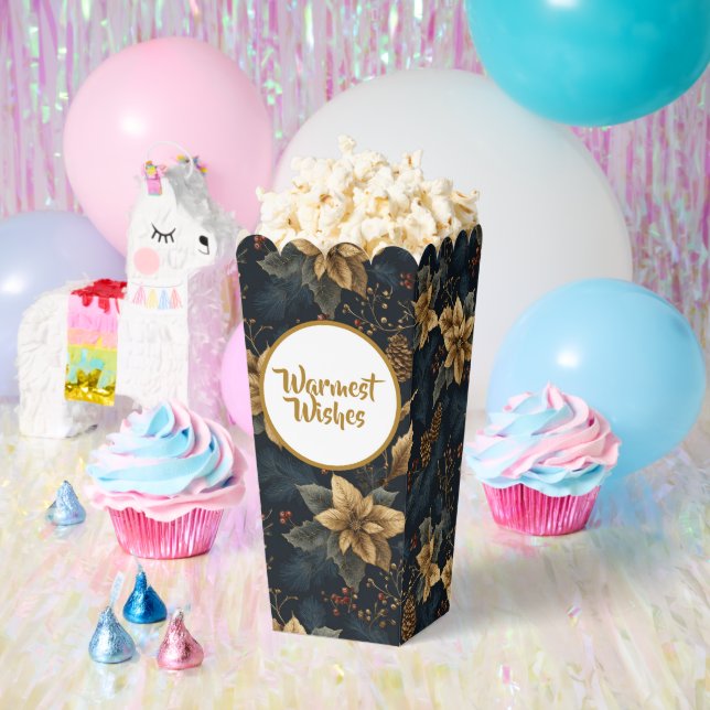 Navy Gold Holly Medallion Pattern Favor Boxes (Party)