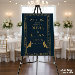 Navy Gold Horus Falcon Wedding Welcome Foam Board