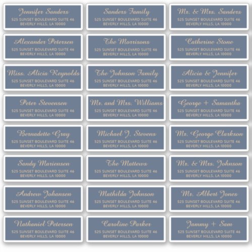 Navy gold individual guest address elegant labels