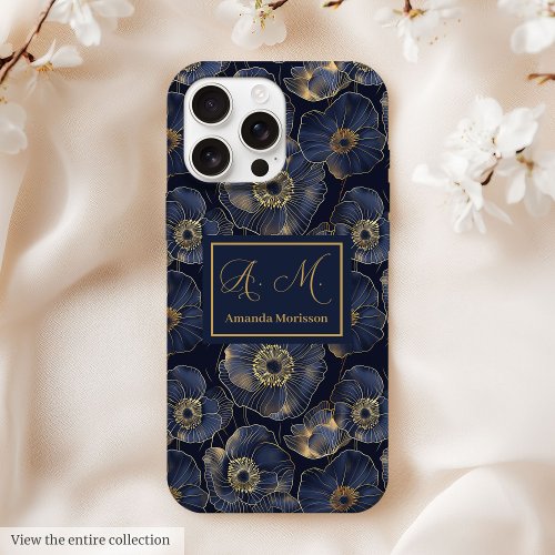 Navy Gold iPhone Case Trendy Quincea&#241;era Monogram