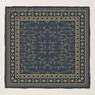 Navy Gold Islamic Square Hijab – Elegant Chiffon Scarf