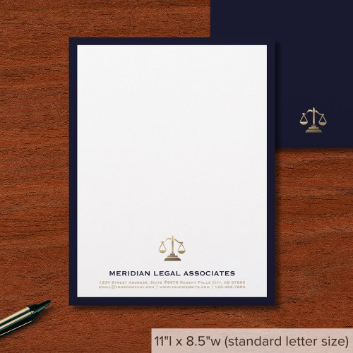 Navy Gold Justice Scale Letterhead