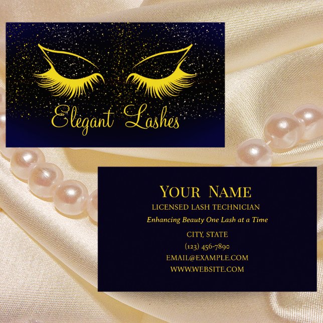 Navy & Gold Lash Technician Business Card Elegant (Creator Uploaded)