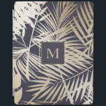 Navy Gold Leaf Tropical Foliage iPad Smart Cover<br><div class="desc">Protect your precious tech in style. Gold foliage on a navy blue background. So lush. Personalize your case with your initial.</div>