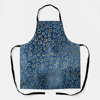 Navy Gold Leopard Print Apron