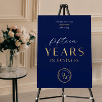 Navy & Gold Logo Business Anniversary Event Sign