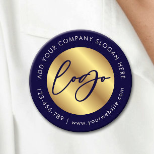 Navy & Gold Logo Corporate Business Promotional Button