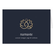 Navy & Gold Lotus Flower Logo Note Cards (Front Horizontal)