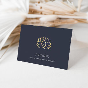 Navy & Gold Lotus Flower Logo Note Cards