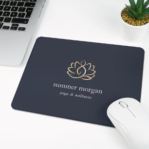Navy & Gold Lotus Logo Mouse Pad