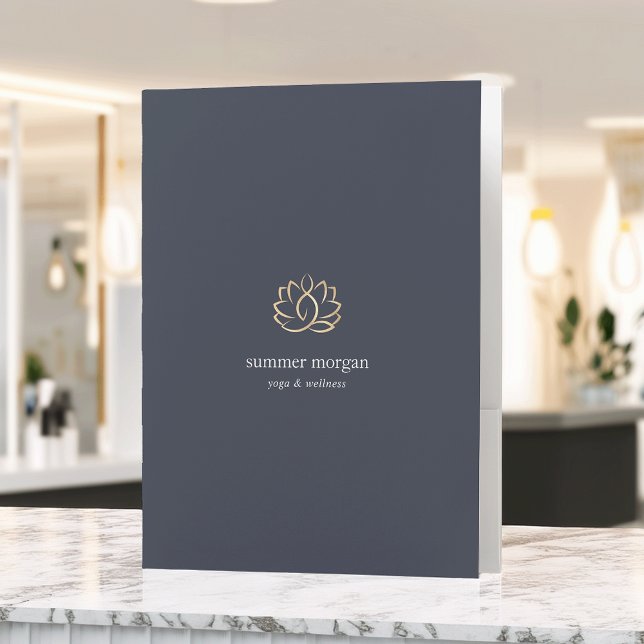 Navy & Gold Lotus Logo Pocket Folder (Creator Uploaded)