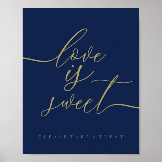 Navy Gold Love is Sweet Poster